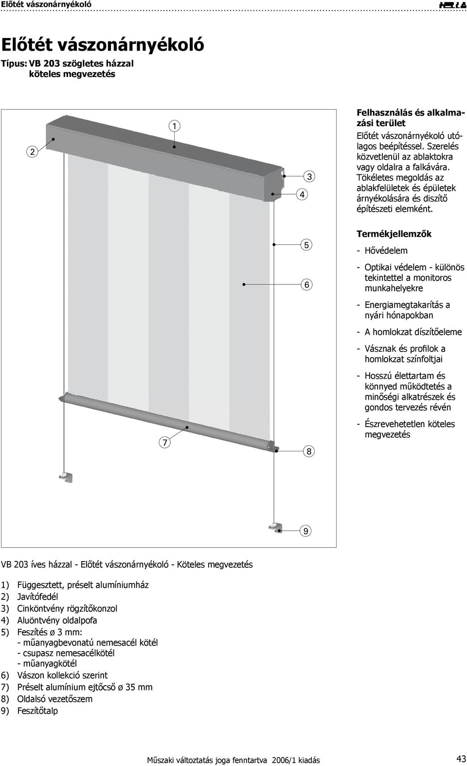 Termékjellemzők - Hővédelem - Optikai védelem - különös tekintettel a monitoros munkahelyekre - Energiamegtakarítás a nyári hónapokban - A homlokzat díszítőeleme - Vásznak és profilok a homlokzat