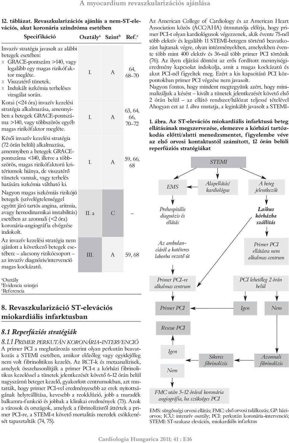 Kori (<24 ór) invzív kezelési strtégi lklmzás, mennyiben betegek GRACE-pontszám >140, vgy többszörös egyéb mgs rizikófktor megléte.