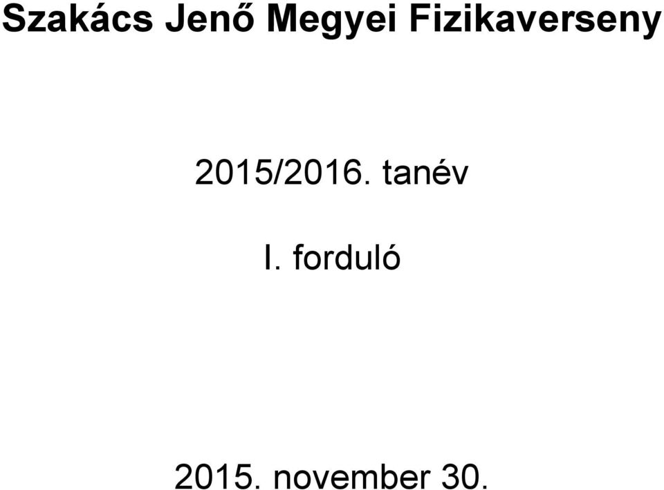 2015/2016. tanév I.