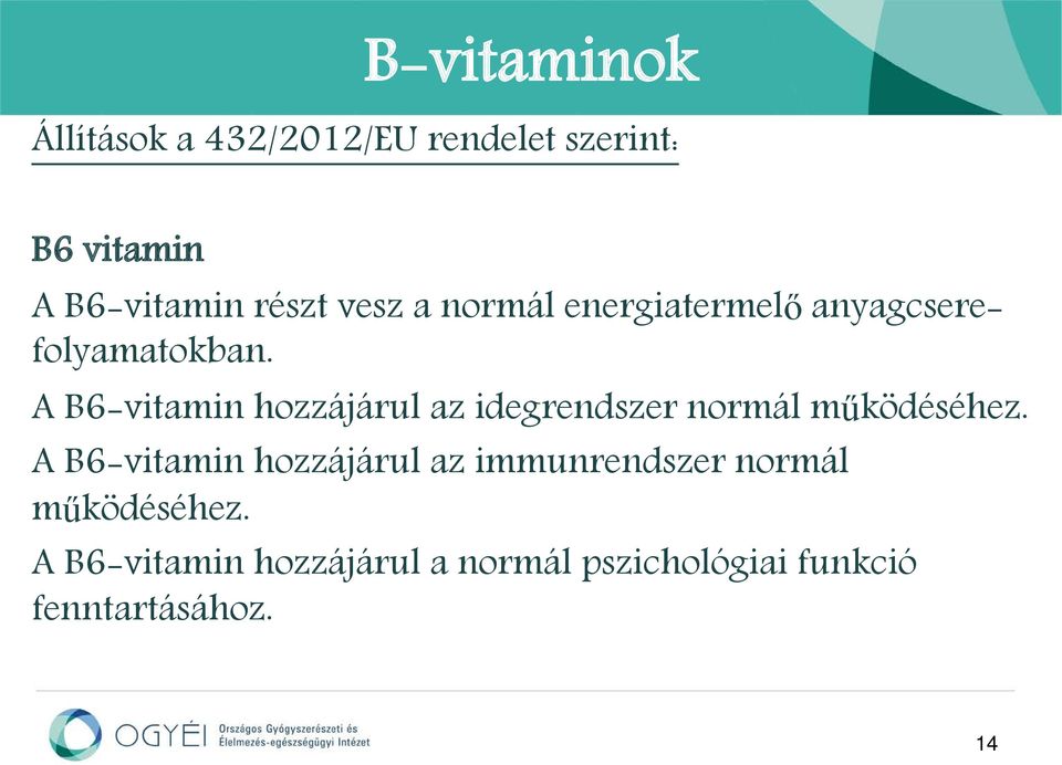 A B6-vitamin hozzájárul az idegrendszer normál működéséhez.
