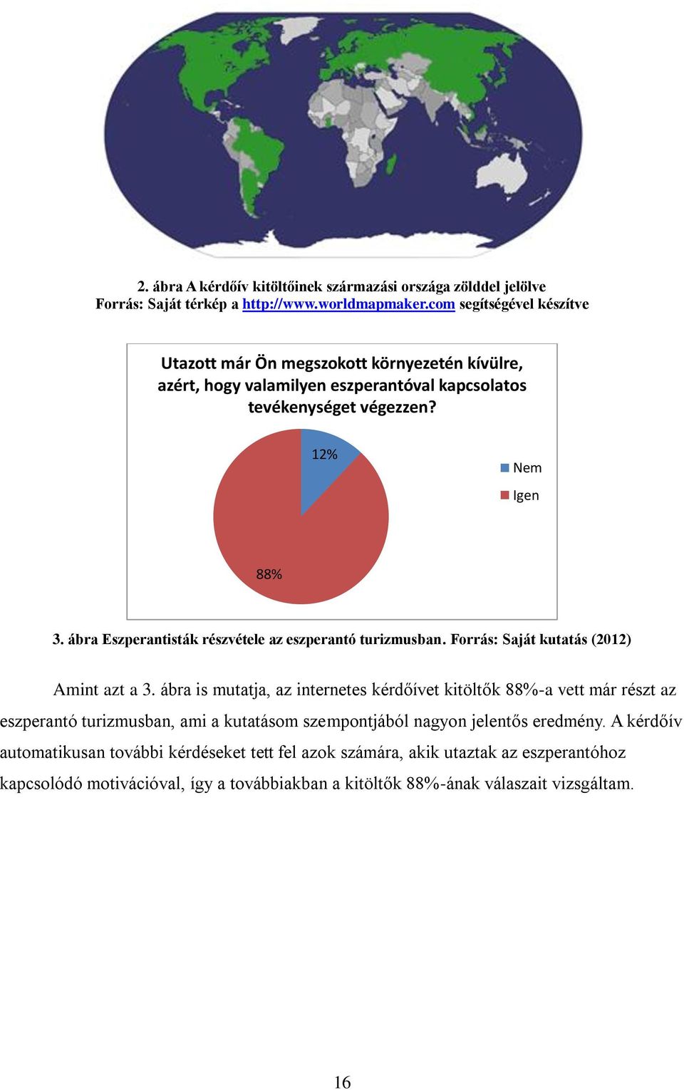 ábra Eszperantisták részvétele az eszperantó turizmusban. Forrás: Saját kutatás (2012) Amint azt a 3.