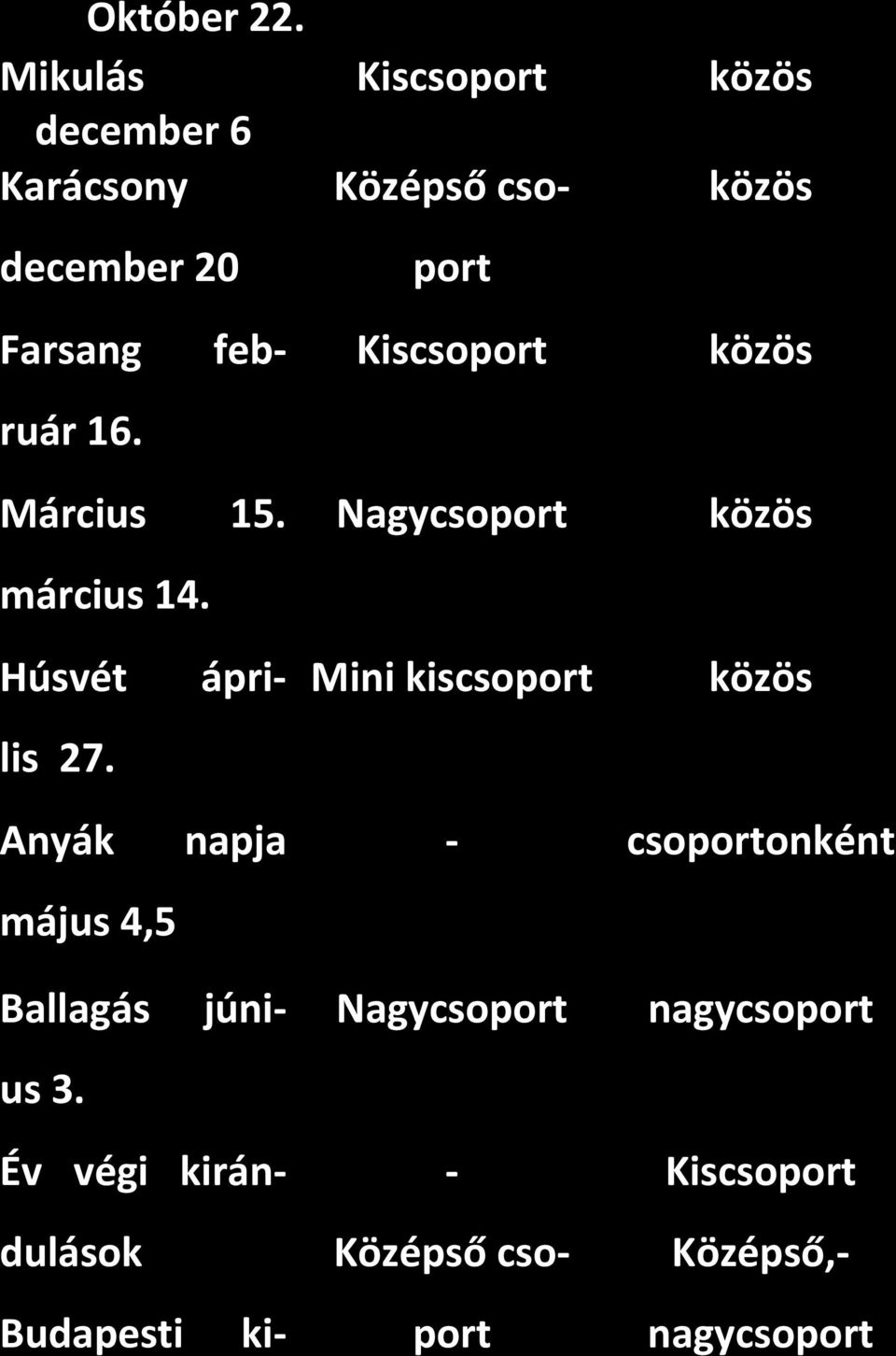 Kiscsoport közös ruár 16. Március 15. március 14.