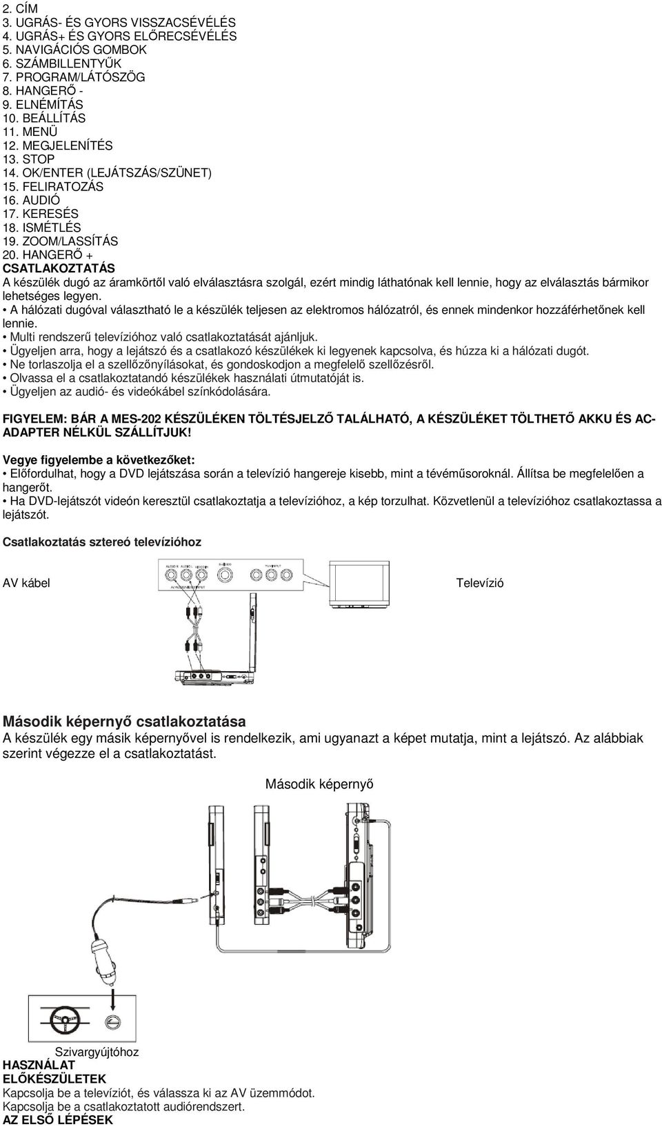 HANGERŐ + CSATLAKOZTATÁS A készülék dugó az áramkörtől való elválasztásra szolgál, ezért mindig láthatónak kell lennie, hogy az elválasztás bármikor lehetséges legyen.