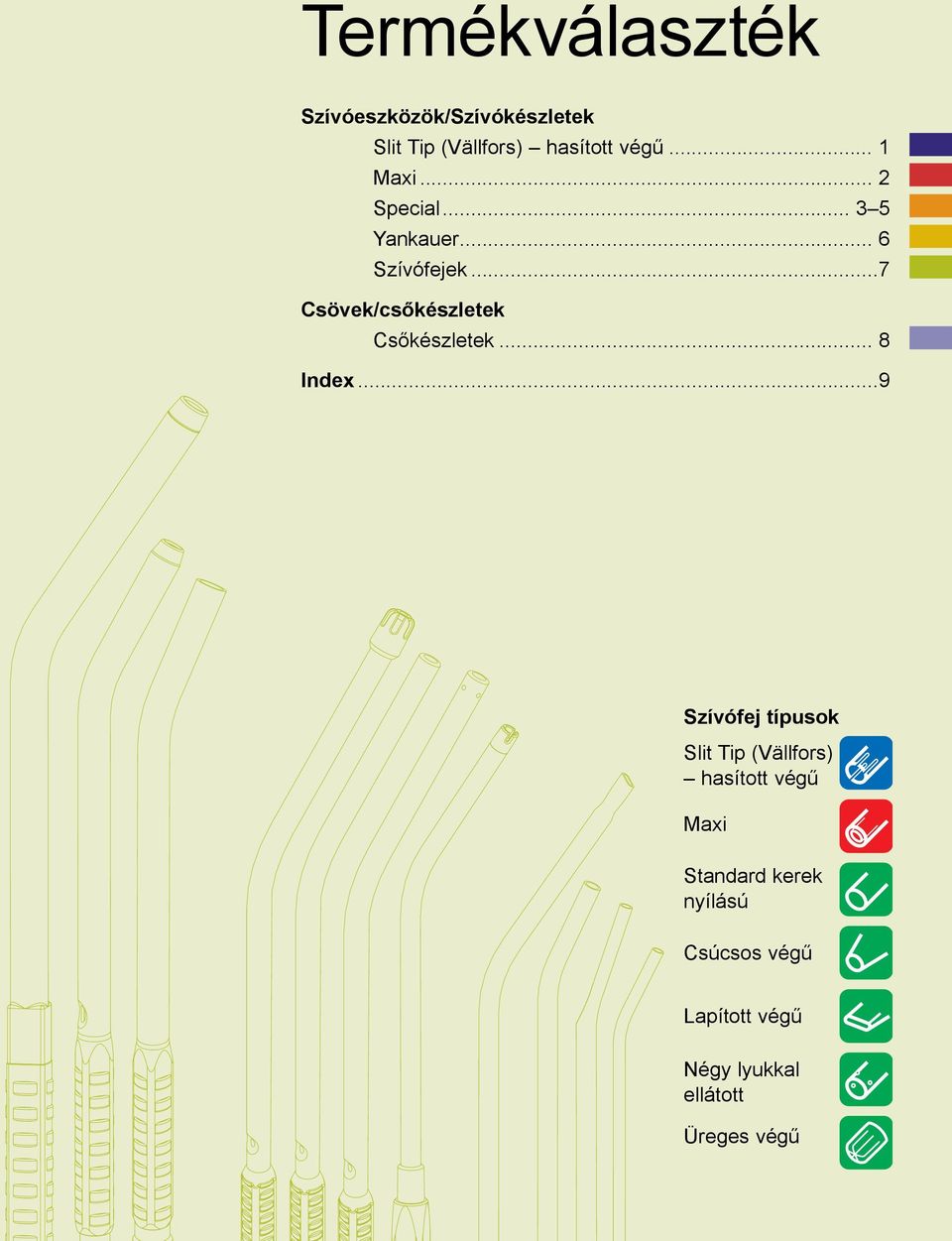 ..7 Csövek/csőkészletek készletek... 8 Index.
