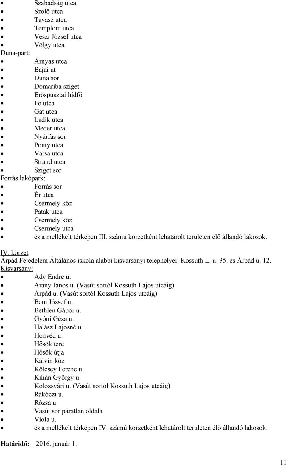 számú körzetként lehatárolt területen élő állandó lakosok. IV. körzet Árpád Fejedelem Általános iskola alábbi kisvarsányi telephelyei: Kossuth L. u. 35. és Árpád u. 12. Kisvarsány: Ady Endre u.