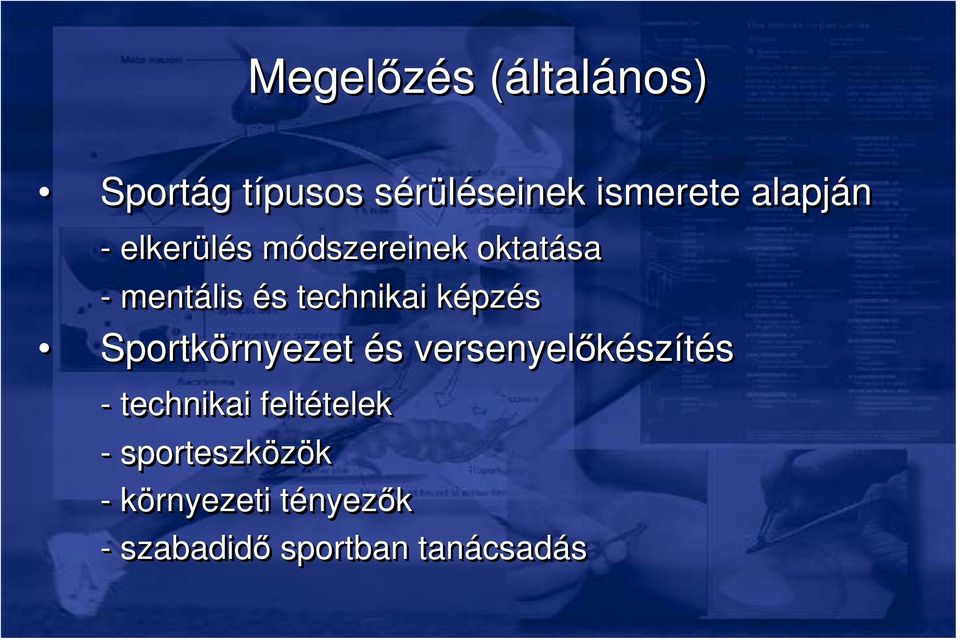 Sportkörnyezet rnyezet és s versenyelőkészítésszítés - technikai