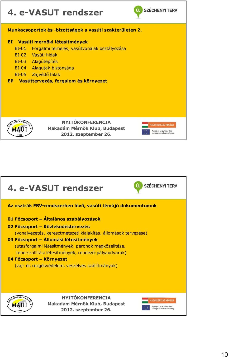EP Vasúttervezés, forgalom és környezet Az osztrák FSV-rendszerben lévő, vasúti témájú dokumentumok 01 Főcsoport Általános szabályozások 02 Főcsoport