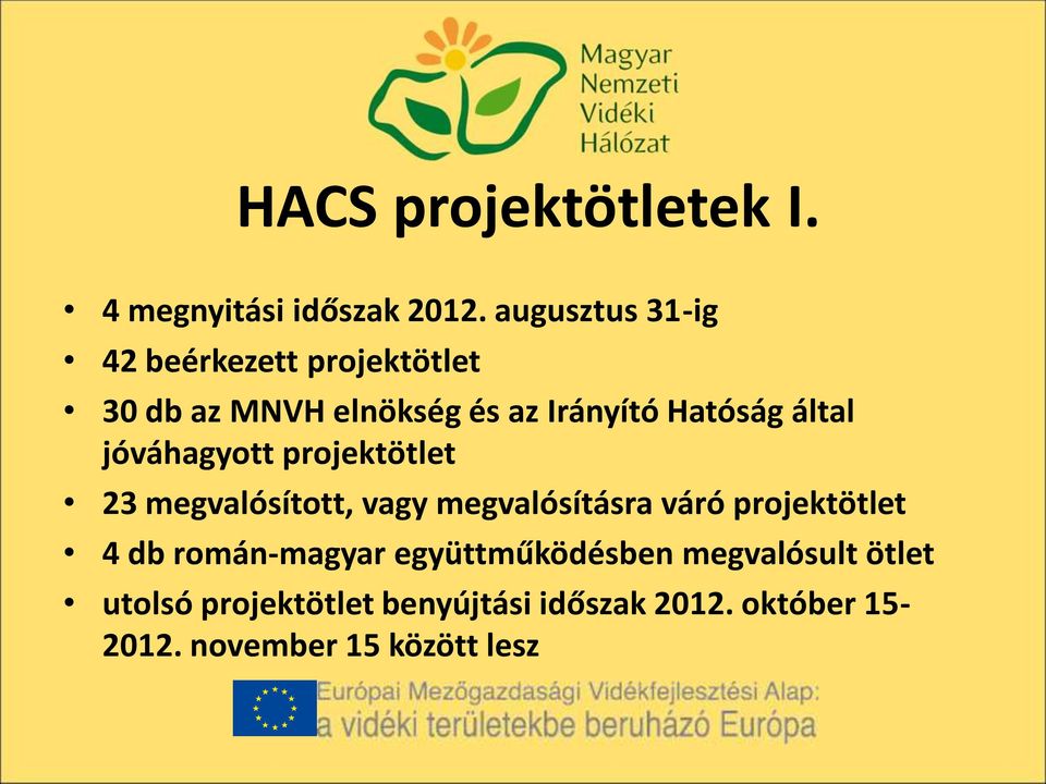 által jóváhagyott projektötlet 23 megvalósított, vagy megvalósításra váró projektötlet 4
