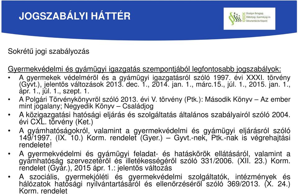 ): Második Könyv Az ember mint jogalany; Negyedik Könyv Családjog A közigazgatási hatósági eljárás és szolgáltatás általános szabályairól szóló 2004. évi CXL. törvény (Ket.