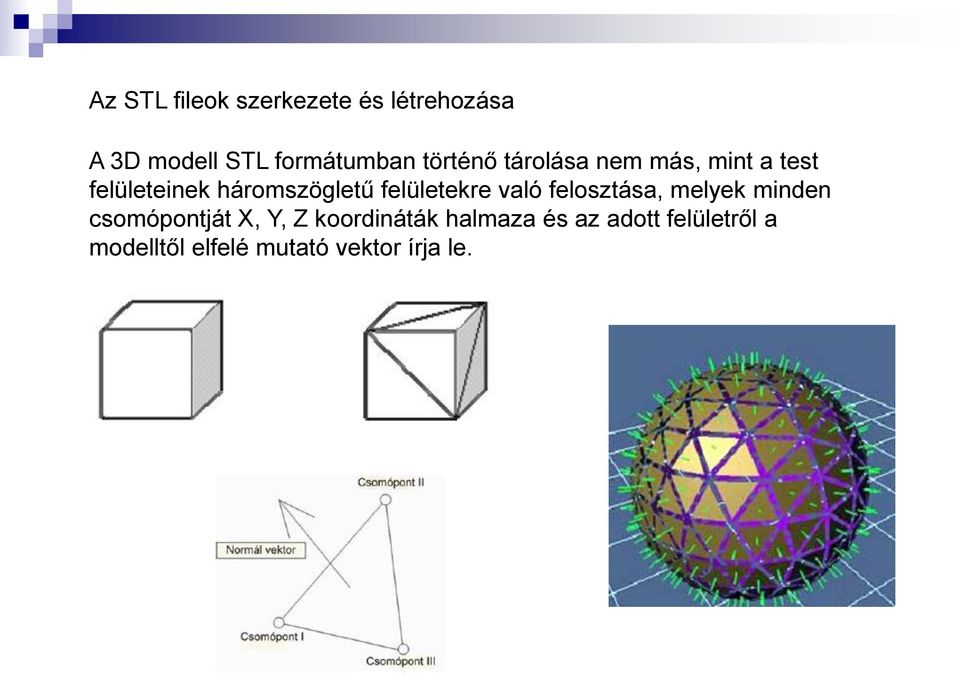 felületekre való felosztása, melyek minden csomópontját X, Y, Z