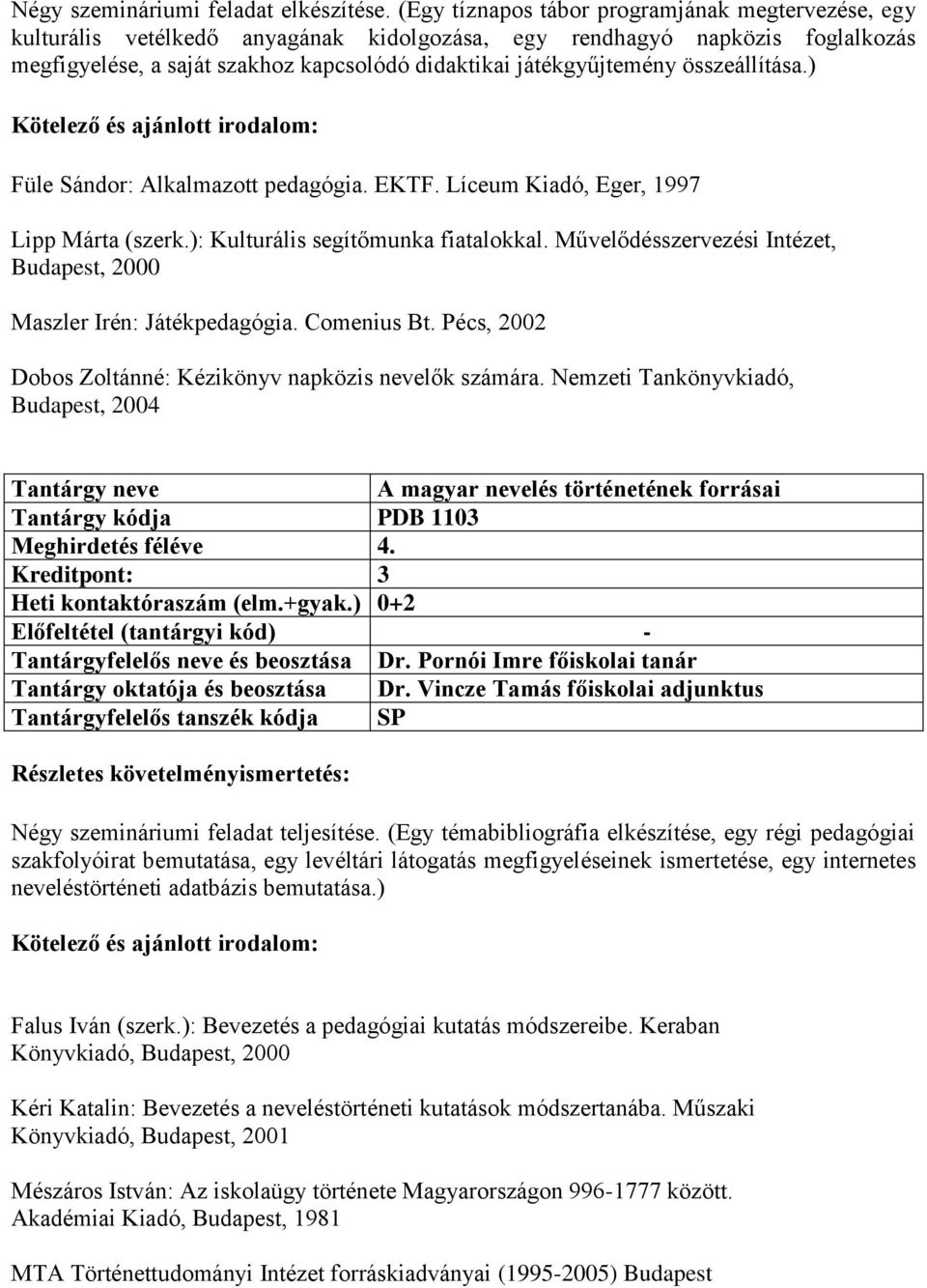 összeállítása.) Füle Sándor: Alkalmazott pedagógia. EKTF. Líceum Kiadó, Eger, 1997 Lipp Márta (szerk.): Kulturális segítőmunka fiatalokkal.