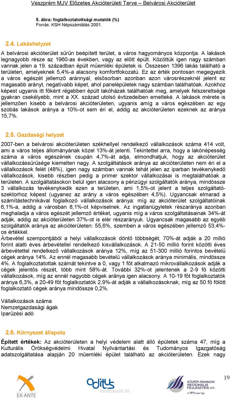 Összesen 396 lakás található a területen, amelyeknek 5,4%-a alacsony komfortfokozatú.