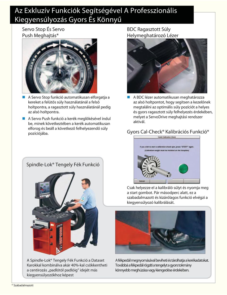 A Servo Push funkció a kerék meglökésével indul be, minek következtében a kerék automatikusan elforog és beáll a következő felhelyezendő súly pozíciójába.