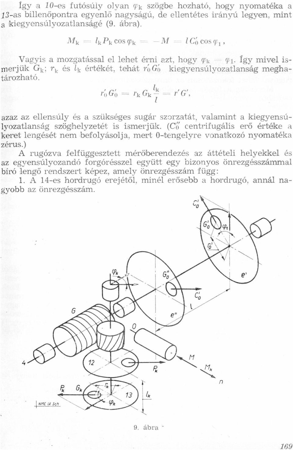 vlmint kiegyensúlyoztlnság szöghelyzetét is ismerjük (Cő centrifugális erő értéke keret lengését nem befolyásolj, mert O-tengelyre vontkozó nyomték zérus) A rugózv felfüggesztett méröberendezés z