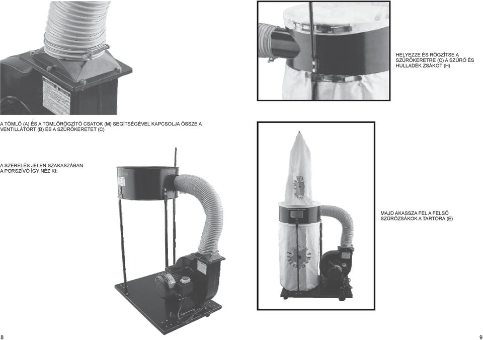 VENTILLÁTORT (B) ÉS A SZŰRŐKERETET (C) A SZERELÉS JELEN SZAKASZÁBAN A
