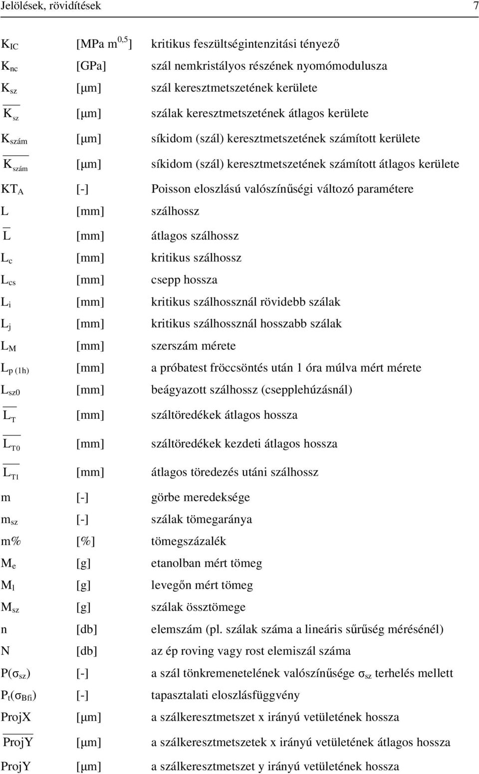 [mm] átlagos álhos L c [mm] kritikus álhos L cs [mm] csepp hosa L i [mm] kritikus álhosnál rövidebb álak L j [mm] kritikus álhosnál hosabb álak L M [mm] erám mérete L p (1h) [mm] a próbatest