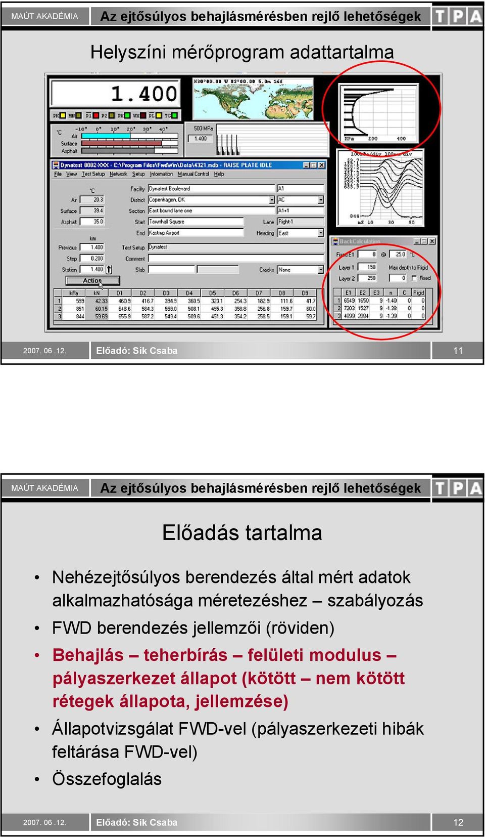 teherbírás felületi modulus pályaszerkezet állapot (kötött nem kötött rétegek állapota,