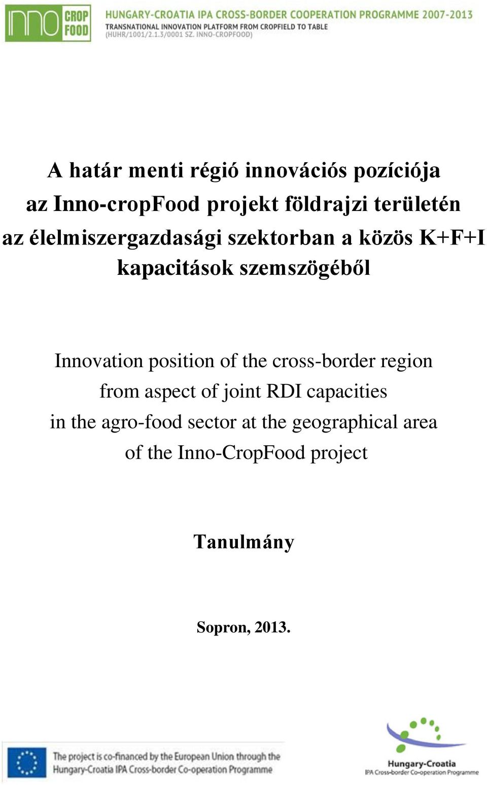 position of the cross-border region from aspect of joint RDI capacities in the