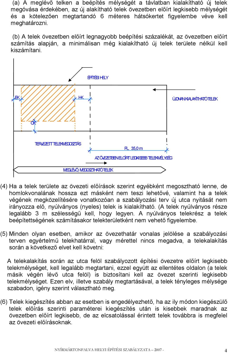 (b) A telek övezetben előírt legnagyobb beépítési százalékát, az övezetben előírt számítás alapján, a minimálisan még kialakítható új telek területe nélkül kell kiszámítani. ÉPÍTÉSI HELY EK. HK.