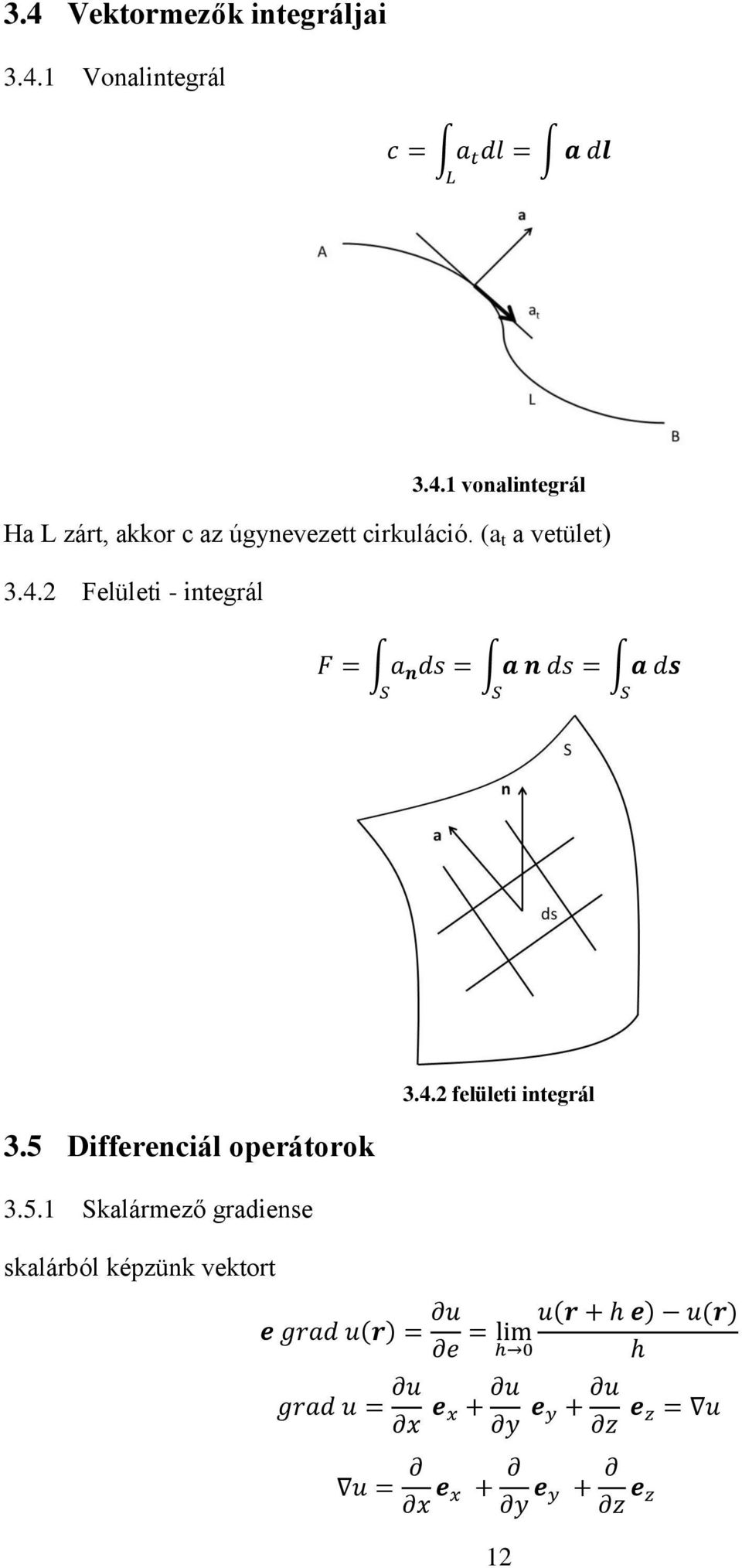 5 Differenciál operátorok 3.5.1 Skalármező gradiense 3.4.