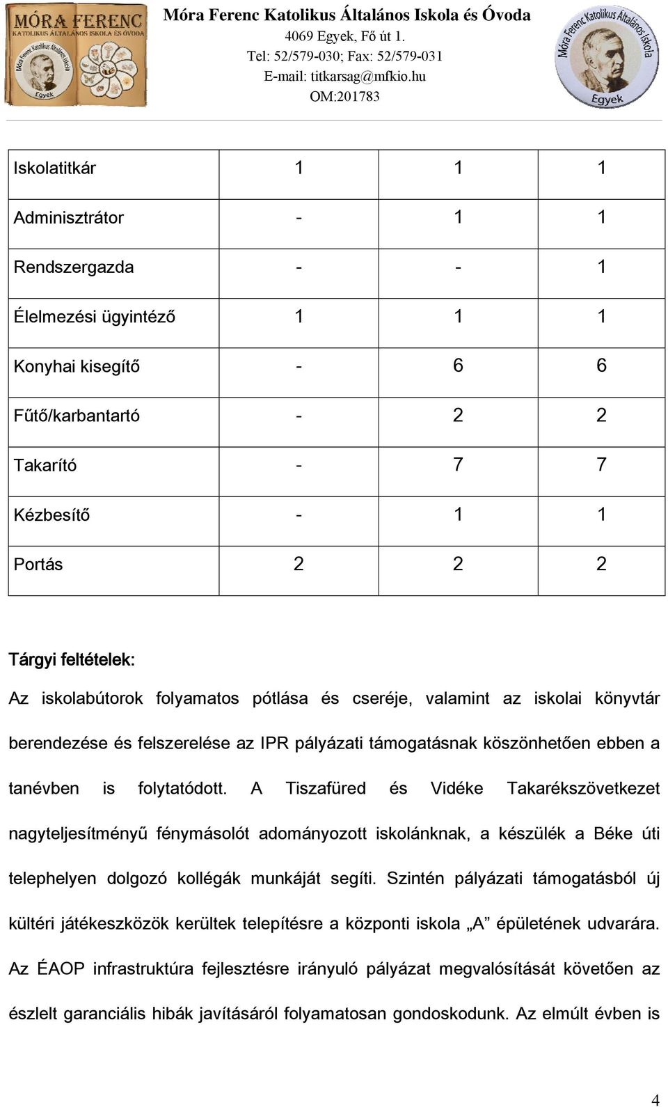 A Tiszafüred és Vidéke Takarékszövetkezet nagyteljesítményű fénymásolót adományozott iskolánknak, a készülék a Béke úti telephelyen dolgozó kollégák munkáját segíti.