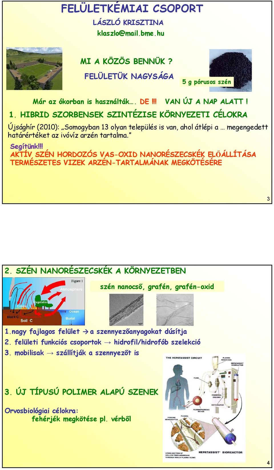 !! AKTÍV SZÉN HORDOZÓS VAS-OXID NANORÉSZECSKÉK ELŐÁLLÍTÁSA TERMÉSZETES VIZEK ARZÉN-TARTALMÁNAK MEGKÖTÉSÉRE 3 2. SZÉN NANORÉSZECSKÉK A KÖRNYEZETBEN szén nanocső, grafén, grafén-oxid 1.