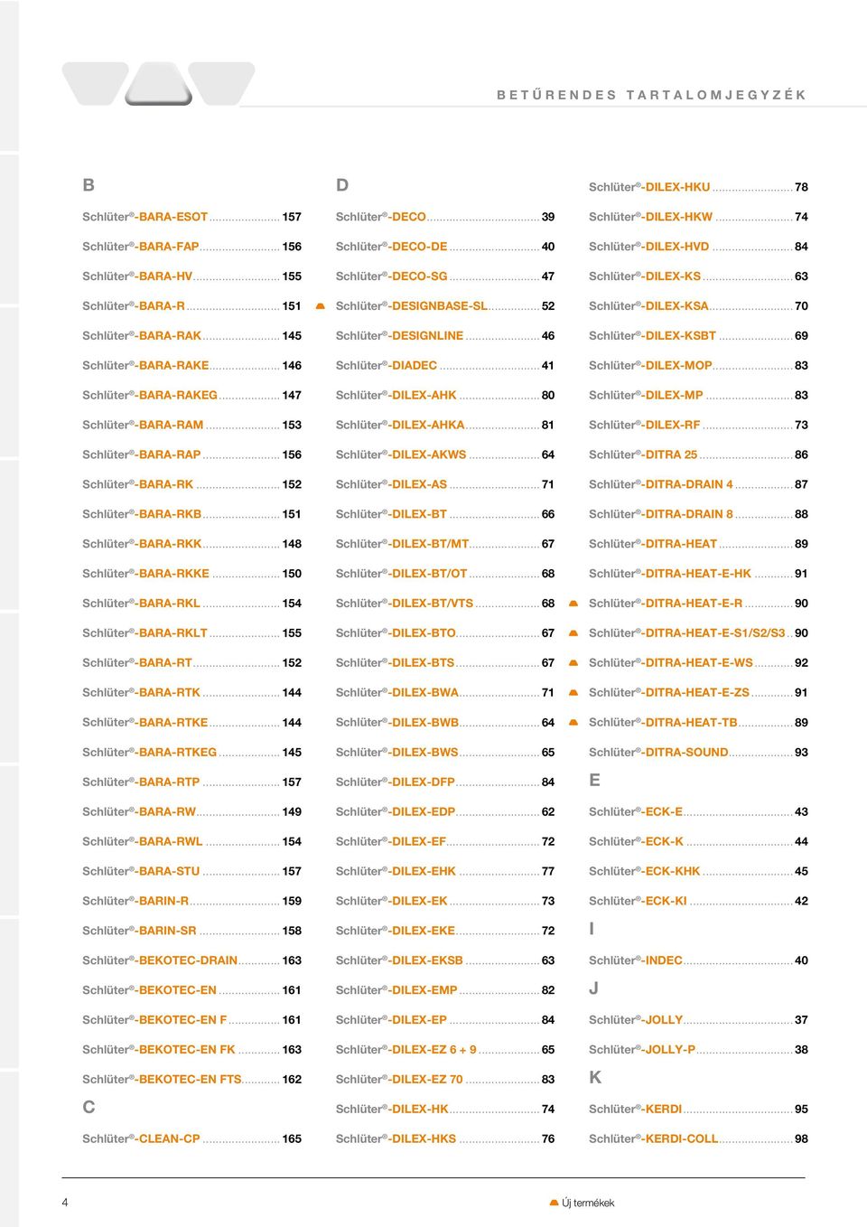 .. 148 Schlüter -BARA-RKKE... 150 Schlüter -BARA-RKL... 154 Schlüter -BARA-RKLT... 155 Schlüter -BARA-RT... 152 Schlüter -BARA-RTK... 144 Schlüter -BARA-RTKE... 144 Schlüter -BARA-RTKEG.