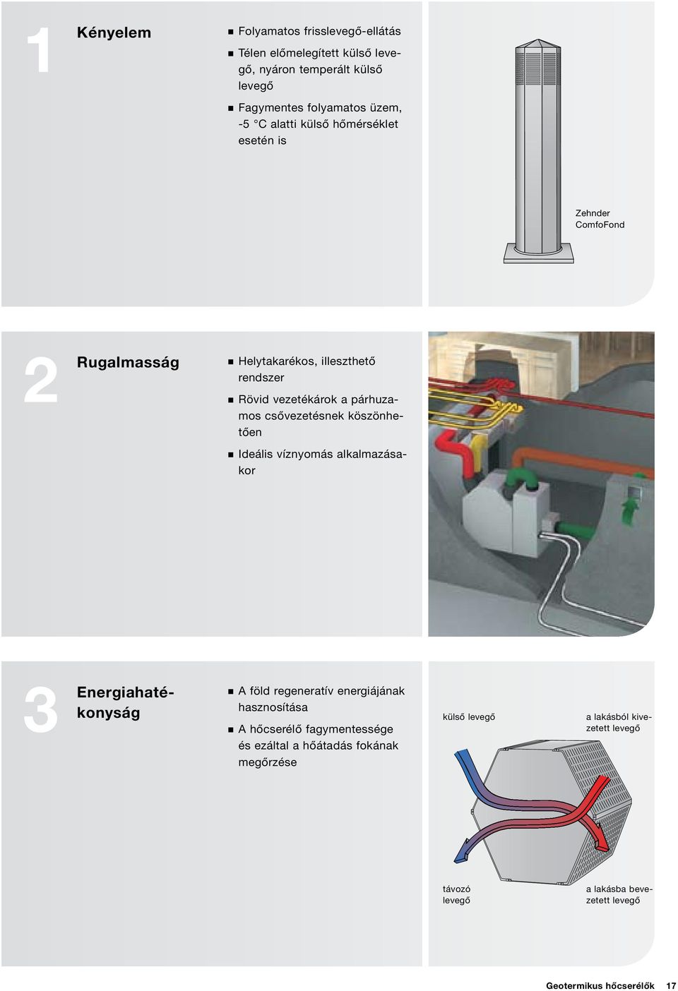csővezetésnek köszönhetően Ideális víznyomás alkalmazásakor 3 Energiahatékonyság A föld regeneratív energiájának hasznosítása A hőcserélő