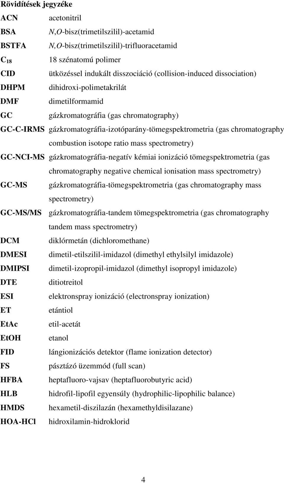 combustion isotope ratio mass spectrometry) GC-NCI-MS gázkromatográfia-negatív kémiai ionizáció tömegspektrometria (gas chromatography negative chemical ionisation mass spectrometry) GC-MS