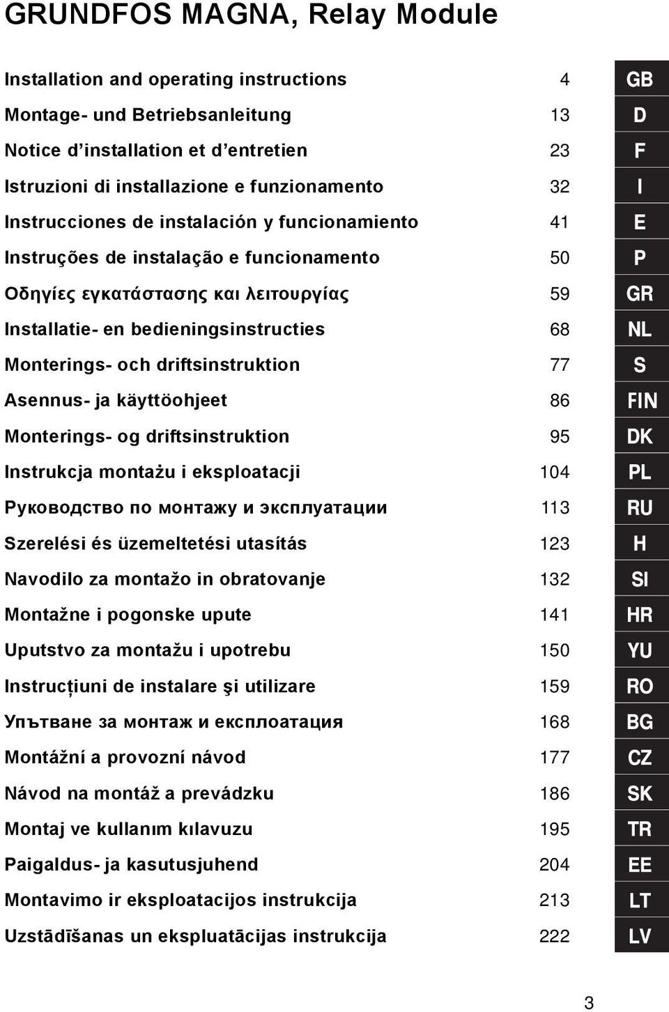 driftsinstruktion 77 Asennus- ja käyttöohjeet 86 Monterings- og driftsinstruktion 95 Instrukcja montażu i eksploatacji 104 Руководство по монтажу и эксплуатации 113 Szerelési és üzemeltetési utasítás