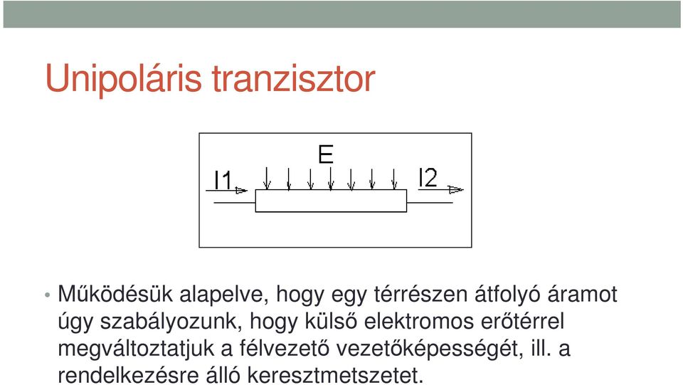 elektromos erőtérrel megváltoztatjuk a félvezető