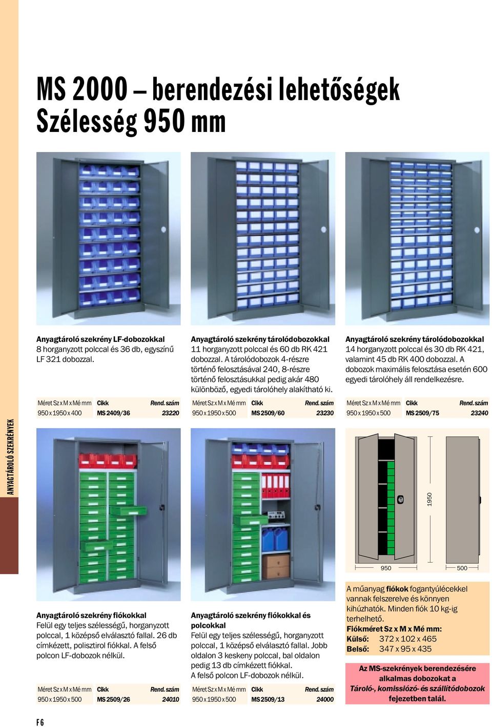 A tárolódobozok 4-részre történõ felosztásával 240, 8-részre történõ felosztásukkal pedig akár 480 különbözõ, egyedi tárolóhely alakítható ki.