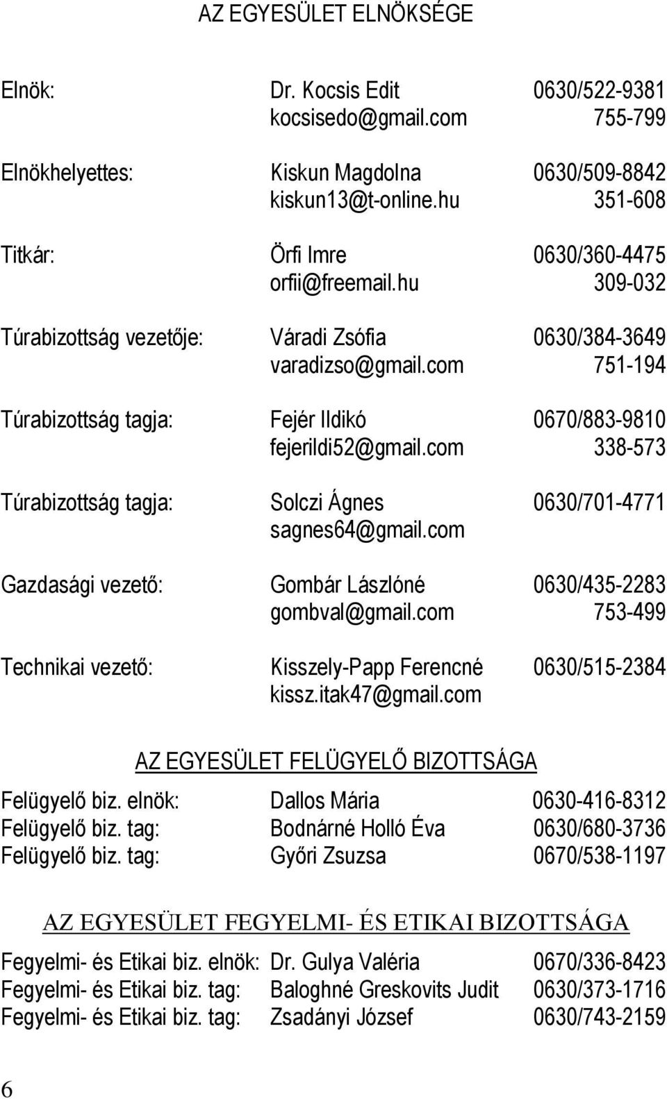 com 751-194 Túrabizottság tagja: Fejér Ildikó 0670/883-9810 fejerildi52@gmail.com 338-573 Túrabizottság tagja: Solczi Ágnes 0630/701-4771 sagnes64@gmail.