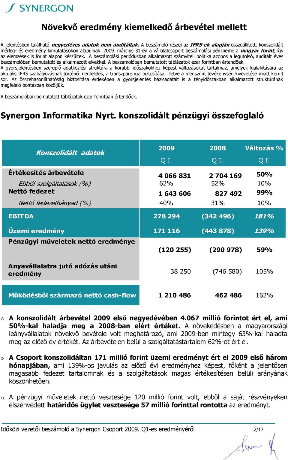 március 31-én a vállalatcsoport beszámolási pénzneme a magyar forint, így az elemzések is forint alapon készültek.