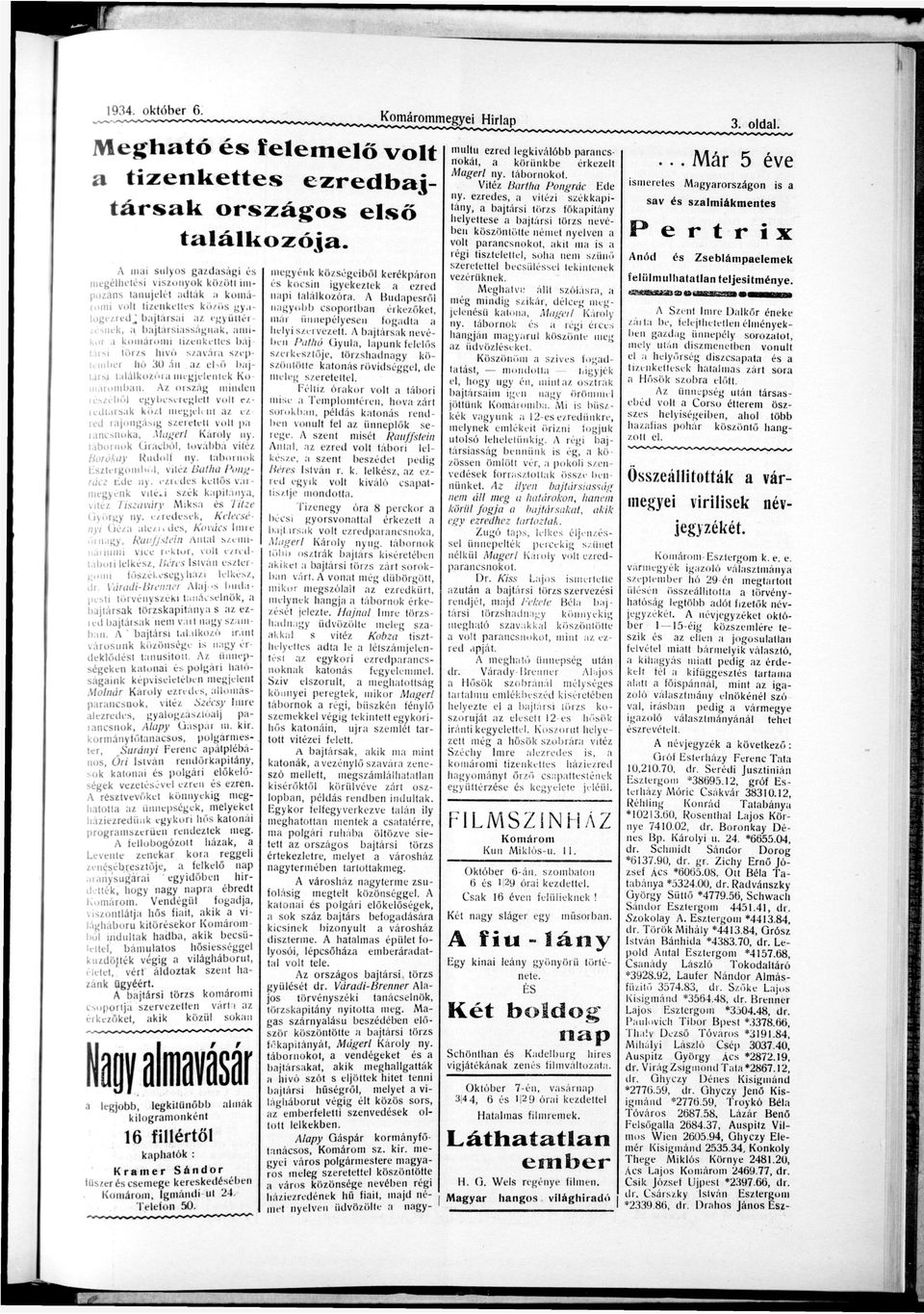 j társi torzs hívó szvár szep tember hó 3 0 án z el*ő b j i tlálkozór megjelentek Ko mrombn.
