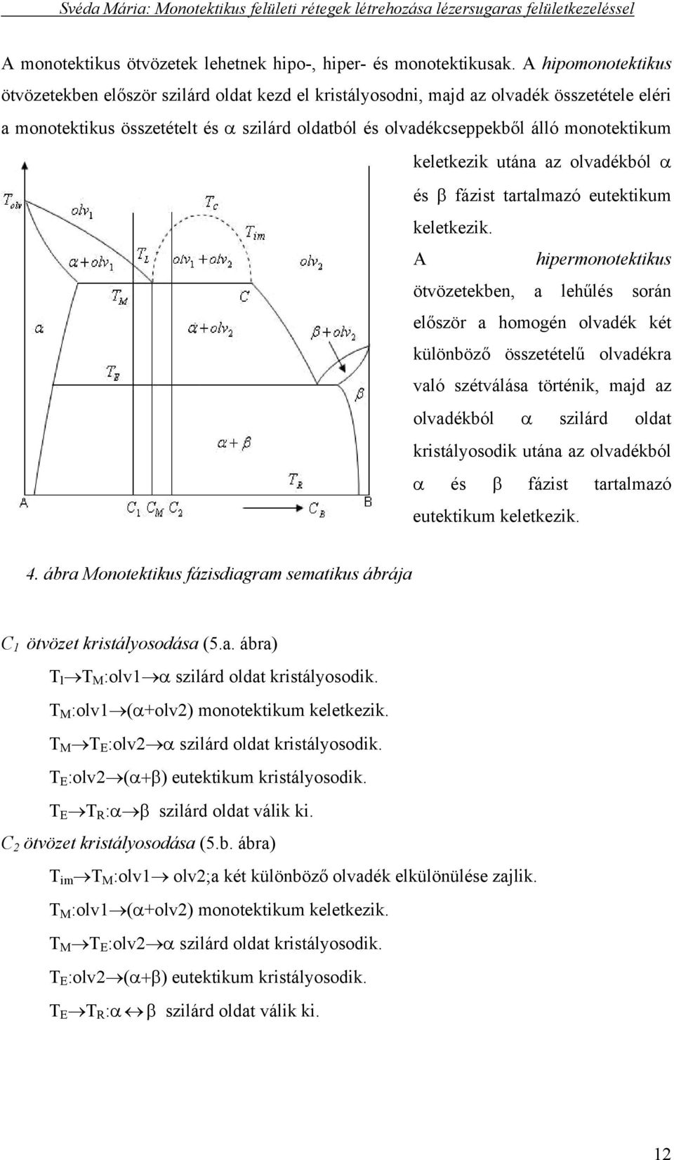 keletkezik utána az olvadékból α és β fázist tartalmazó eutektikum keletkezik.