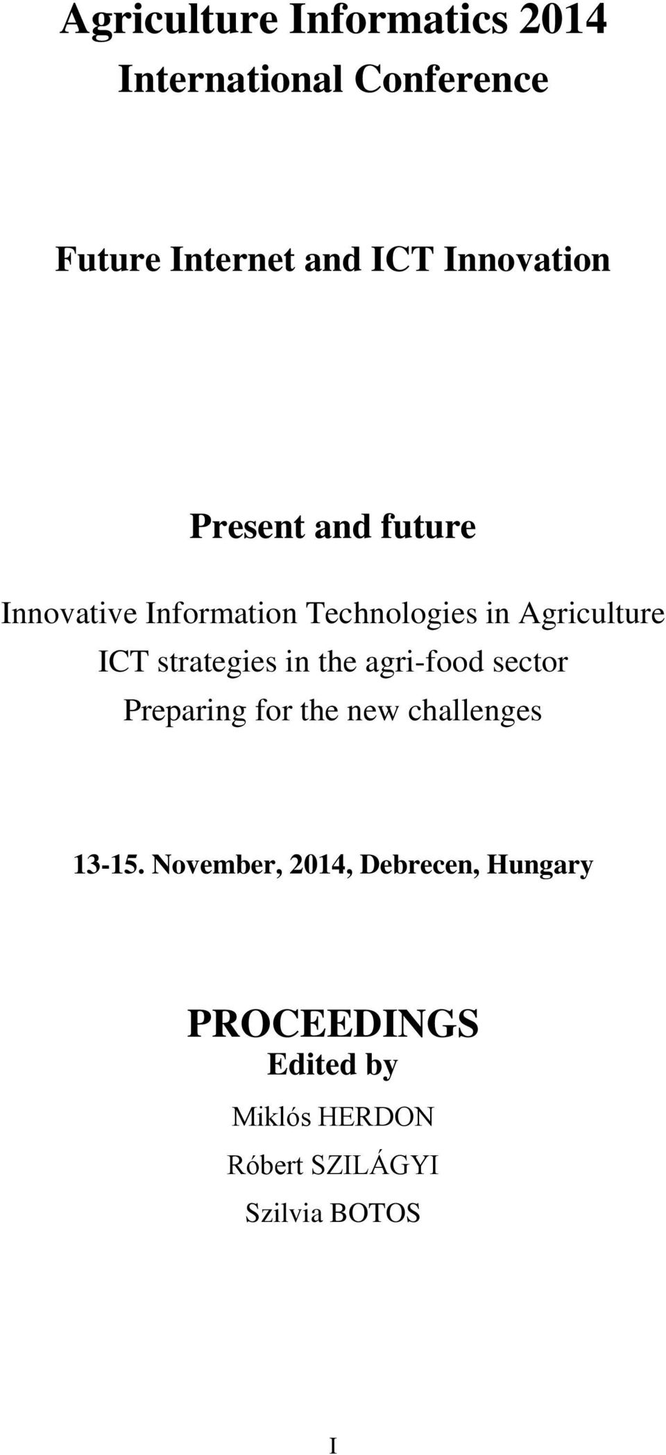 strategies in the agri-food sector Preparing for the new challenges 13-15.
