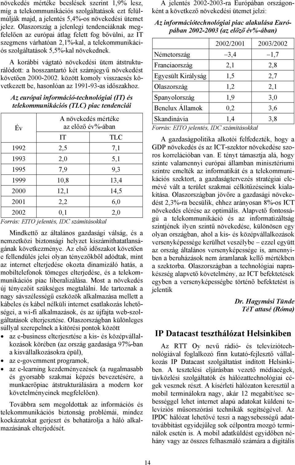 A korábbi vágtató növekedési ütem átstrukturálódott: a hosszantartó két számjegyű növekedést követően 2000-2002. között komoly visszaesés következett be, hasonlóan az 1991-93-as időszakhoz.