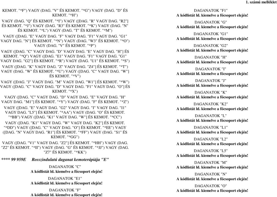 "*P") VAGY ([DAG. "C" VAGY DAG. "D" VAGY DAG. "E" VAGY DAG. "H"] ÉS KEMOT. "*Q") VAGY ([DAG. "E1" VAGY DAG. "F1" VAGY DAG. "G1" VAGY DAG. "G2"] ÉS KEMOT. "*R") VAGY (DAG. "U1" ÉS KEMOT.
