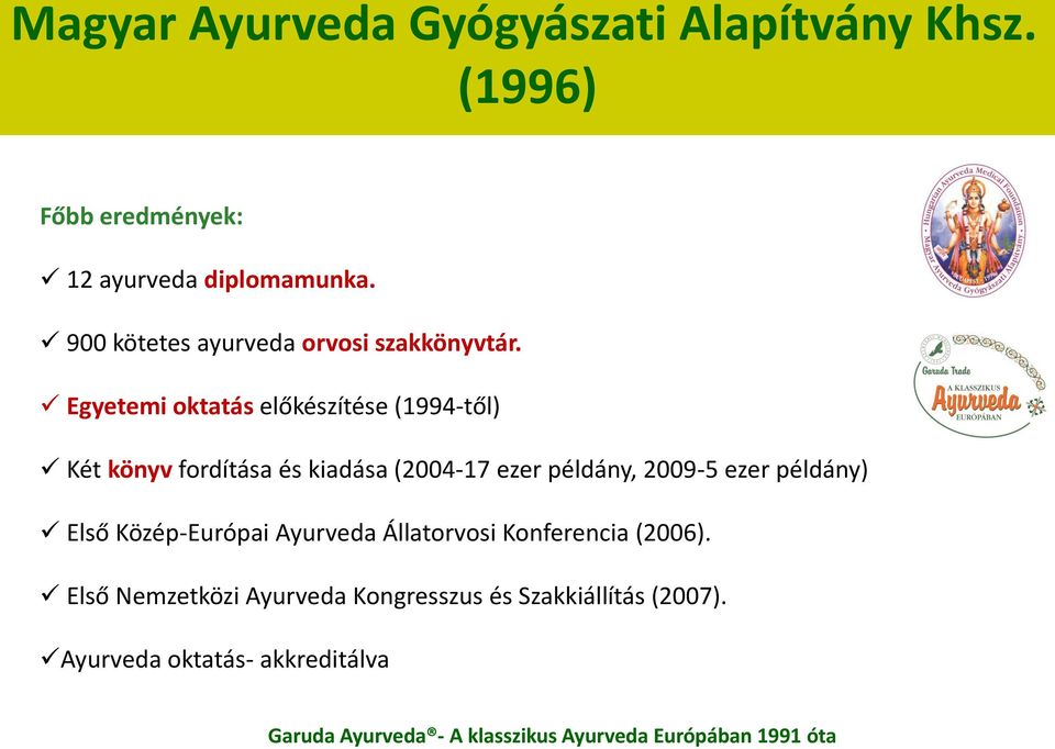 Egyetemi oktatás előkészítése 994-től Két könyv fordítása és kiadása (2004-17 ezer példány, 2009-5