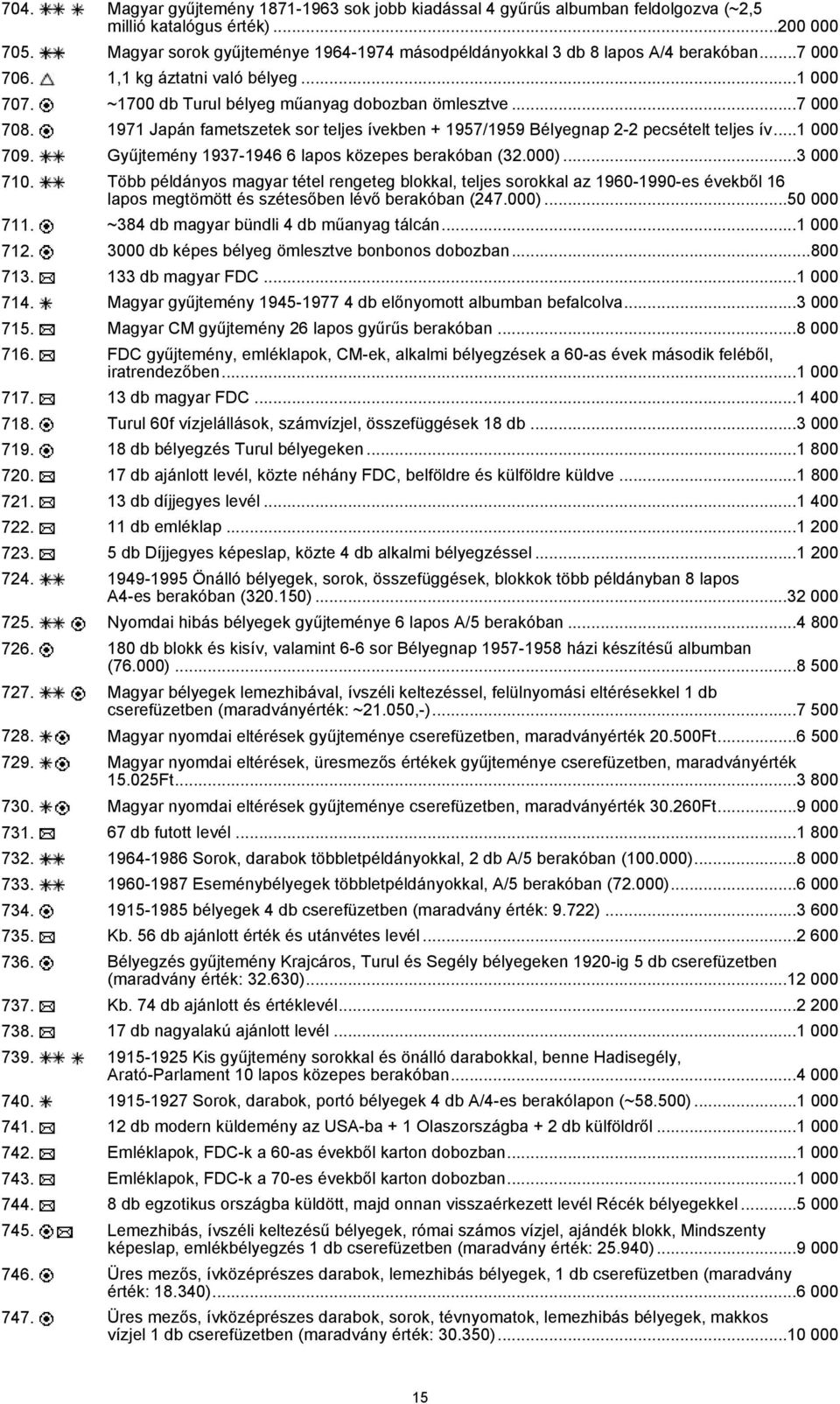 1971 Japán fametszetek sor teljes ívekben + 1957/1959 Bélyegnap 2-2 pecsételt teljes ív...1 000 709. Gyűjtemény 1937-1946 6 lapos közepes berakóban (32.000)...3 000 710.