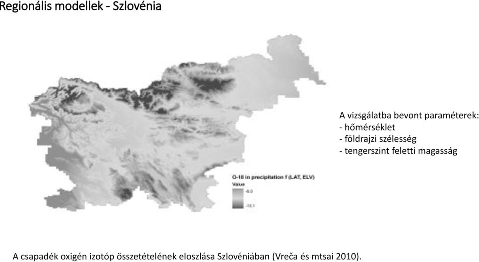 tengerszint feletti magasság A csapadék oxigén izotóp