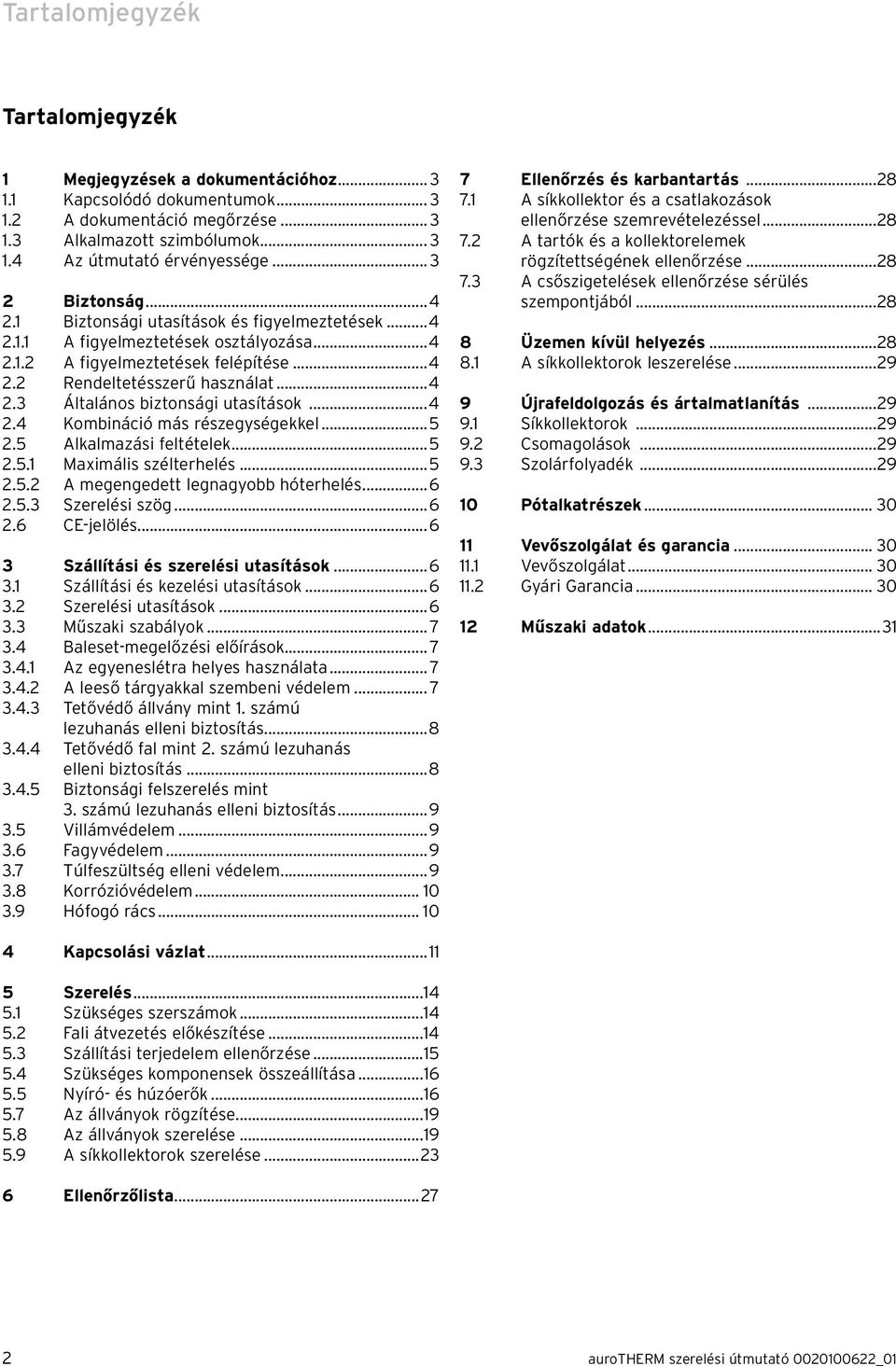 ..4 2.4 Kombináció más részegységekkel...5 2.5 Alkalmazási feltételek...5 2.5.1 Maximális szélterhelés...5 2.5.2 A megengedett legnagyobb hóterhelés...6 2.5.3 Szerelési szög...6 2.6 CE-jelölés.