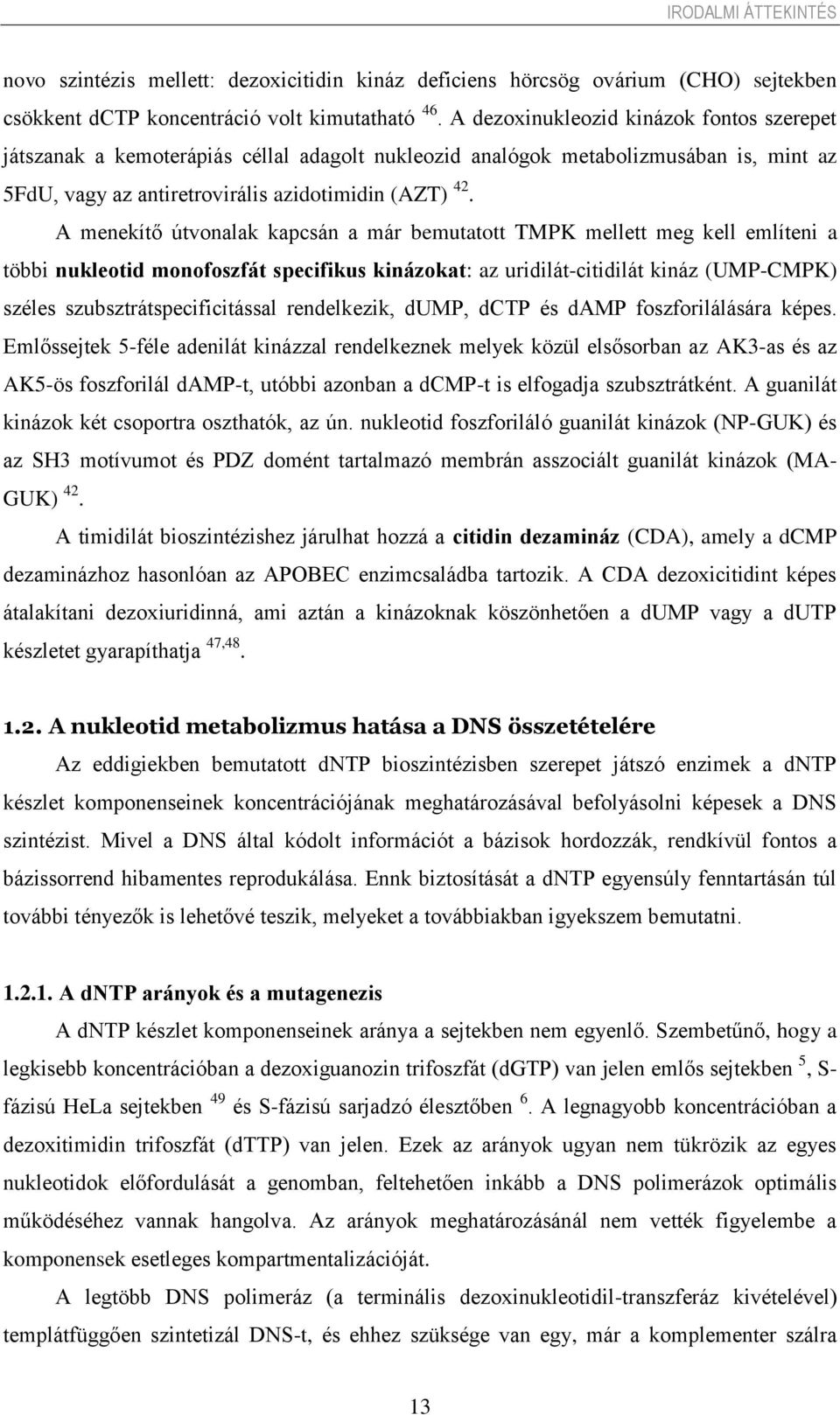 A menekítő útvonalak kapcsán a már bemutatott TMPK mellett meg kell említeni a többi nukleotid monofoszfát specifikus kinázokat: az uridilát-citidilát kináz (UMP-CMPK) széles