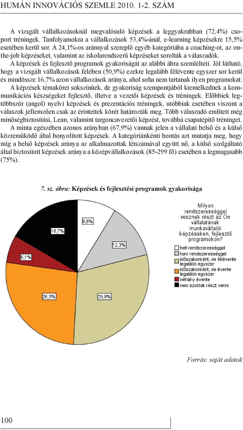 A 24,1%-os aránnyal szereplő egyéb kategóriába a coaching-ot, az onthe-job képzéseket, valamint az iskolarendszerű képzéseket sorolták a válaszadók.