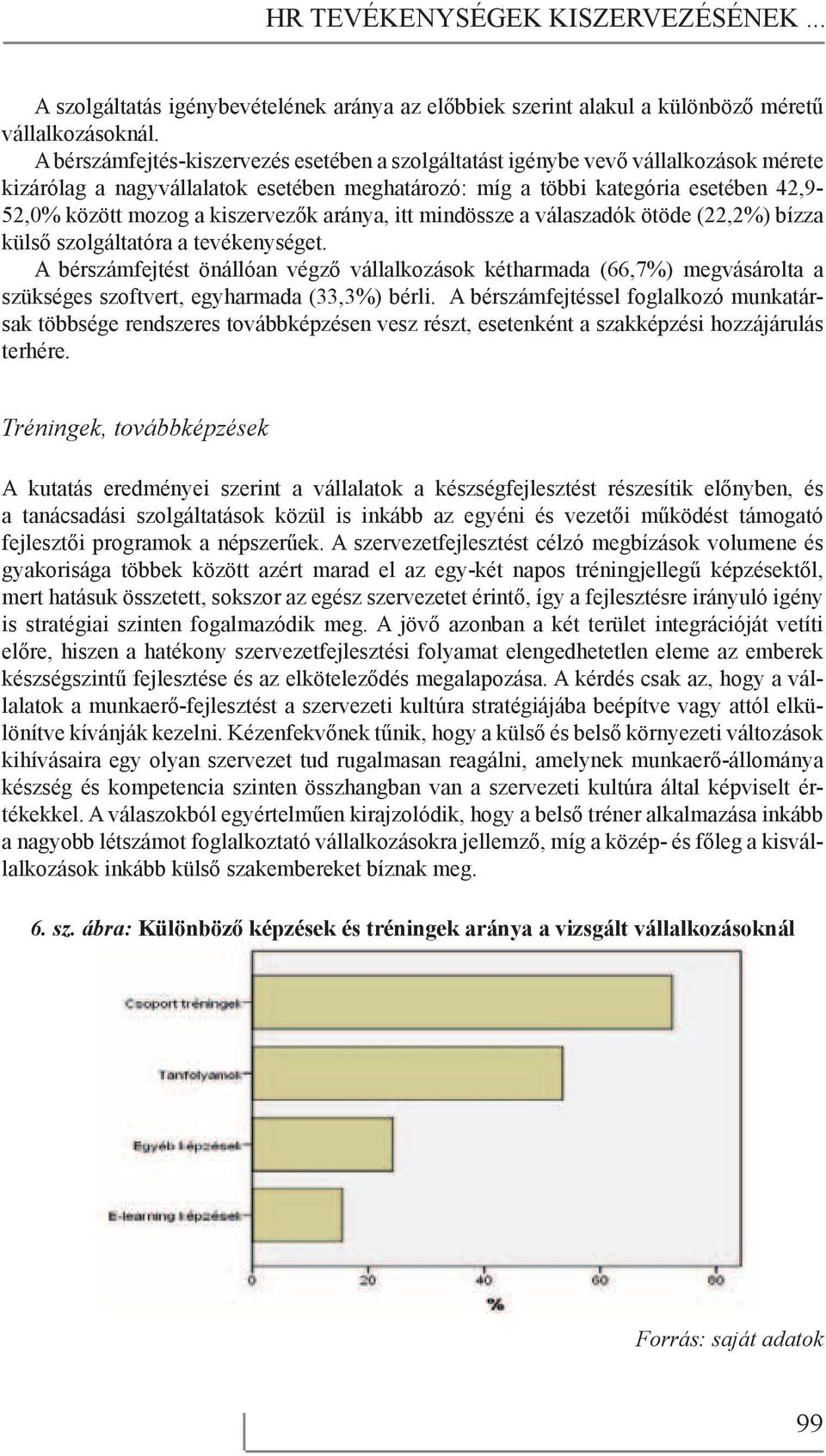 kiszervezők aránya, itt mindössze a válaszadók ötöde (22,2%) bízza külső szolgáltatóra a tevékenységet.