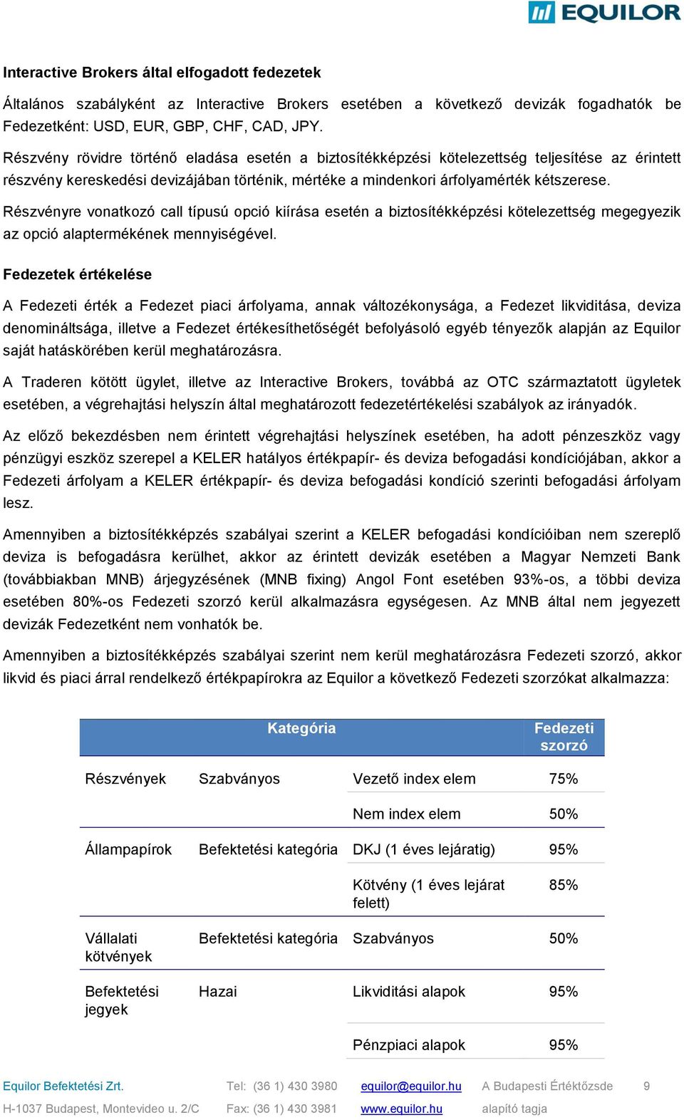 Részvényre vonatkozó call típusú opció kiírása esetén a biztosítékképzési kötelezettség megegyezik az opció alaptermékének mennyiségével.