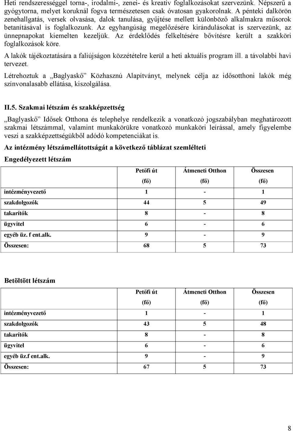 Az egyhangúság megelőzésére kirándulásokat is szervezünk, az ünnepnapokat kiemelten kezeljük. Az érdeklődés felkeltésére bővítésre került a szakköri foglalkozások köre.