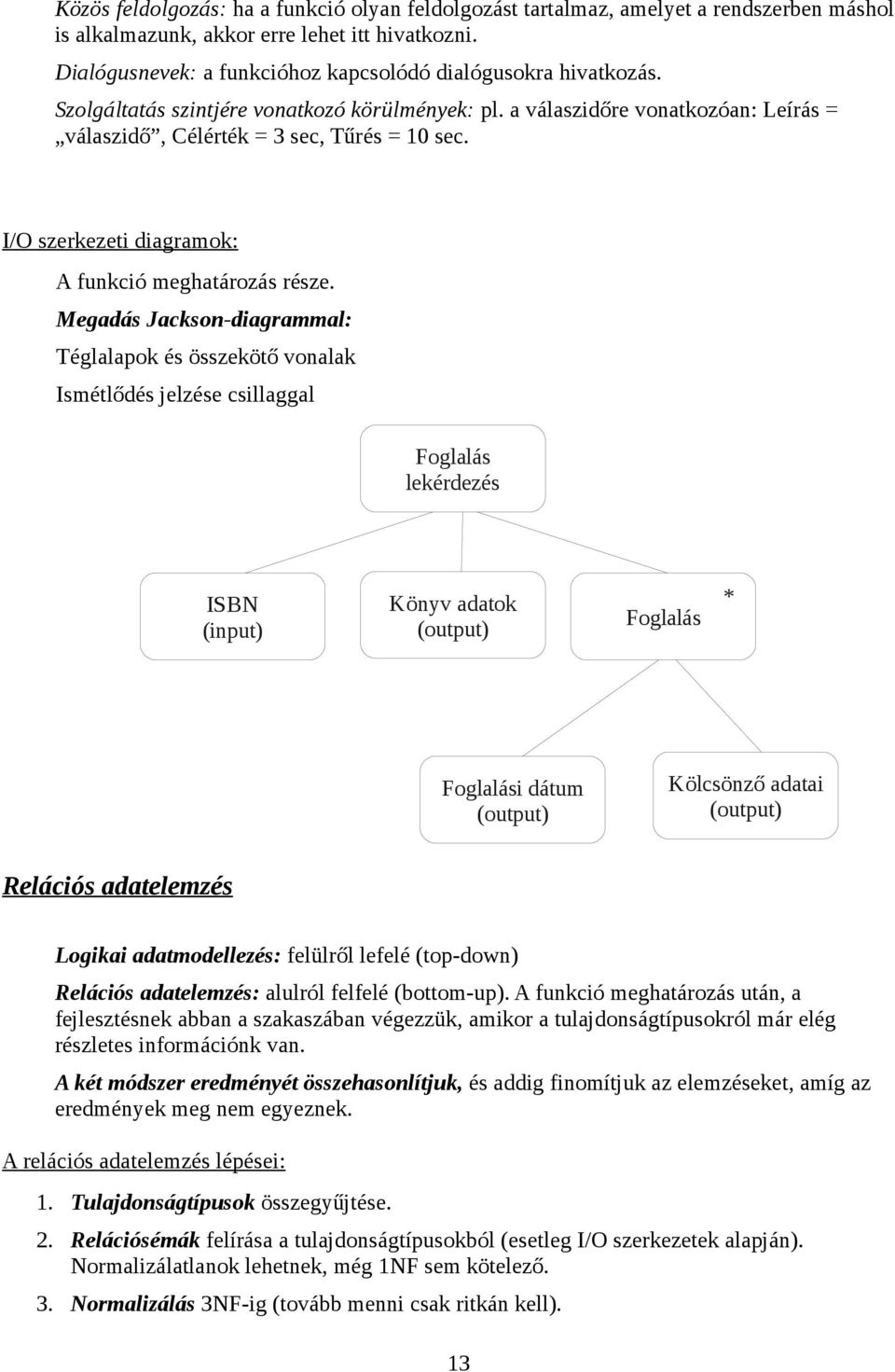 I/O szerkezeti diagramok: A funkció meghatározás része.