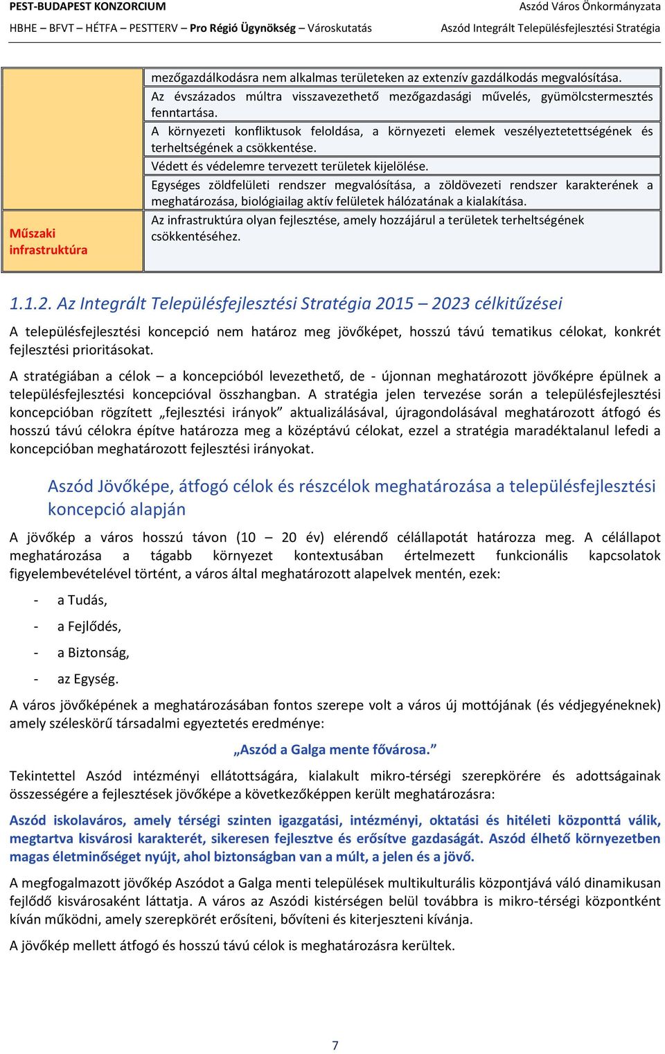 Egységes zöldfelületi rendszer megvalósítása, a zöldövezeti rendszer karakterének a meghatározása, biológiailag aktív felületek hálózatának a kialakítása.